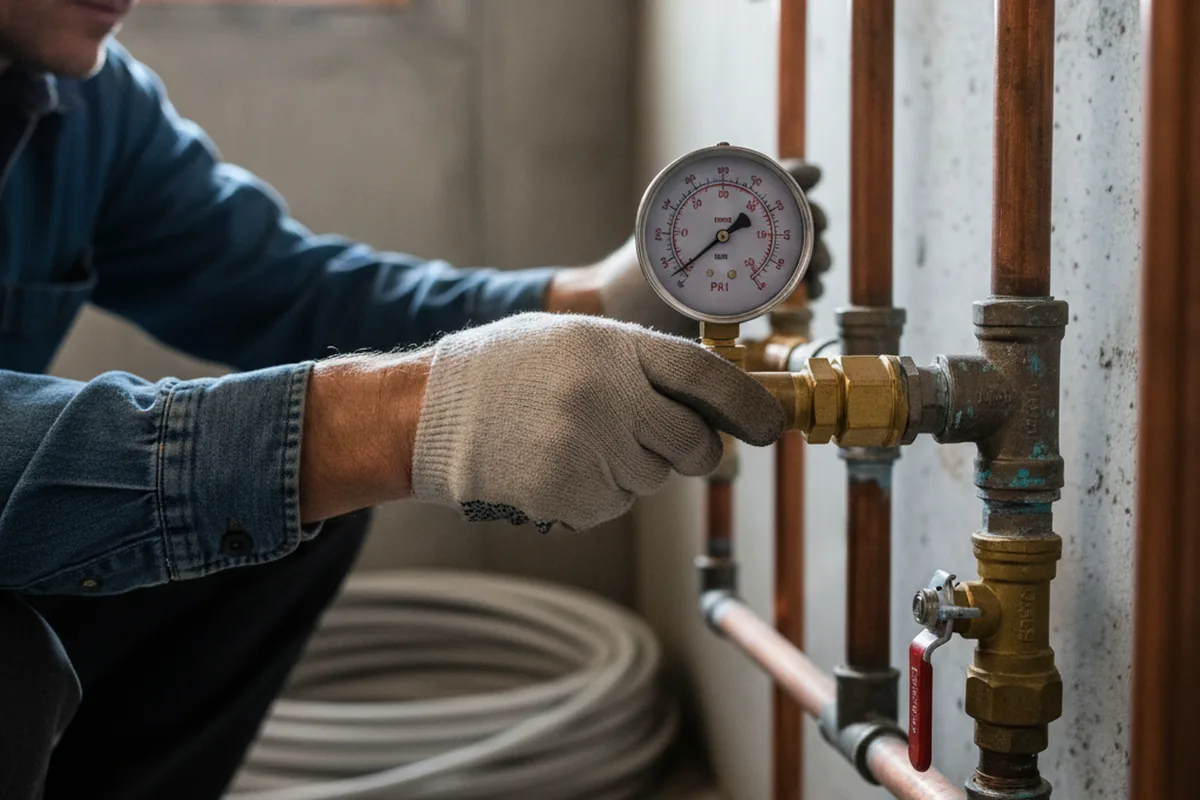 Pressure testing a repaired line during Water Line Repair in Ivins